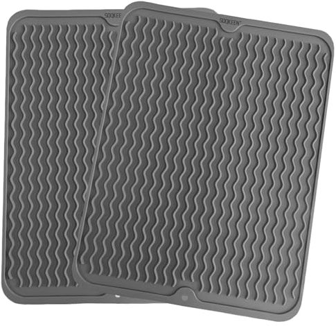 SOQKEEN 2 piezas Alfombrilla Escurreplatos de Silicona 40×30cm escurreplatos silicona Alfombrilla escurreplatos plegable antideslizante resistencia a altas temperaturas Alfombrilla para secar Platos