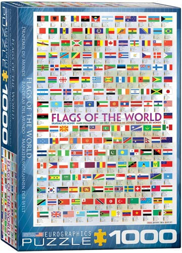 Flaggen der Welt - 1000 Teile Puzzle Format 68x48 cm + Deluxe 3er Set Puzzle Zubehör