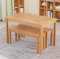 Hallowood Furniture Waverly Oak Dining Table and Bench Set of 2, Rectangular Solid Oak Small Kitchen Table and Kitchen Bench, Wooden Dining Room Sets for Home and Café