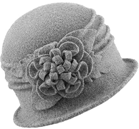 Gajaous Frauen Cloche Hüte Bucket Hat Französische Baskenmütze Vintage Floral Wollkleid Klassischer Hut der 1920s