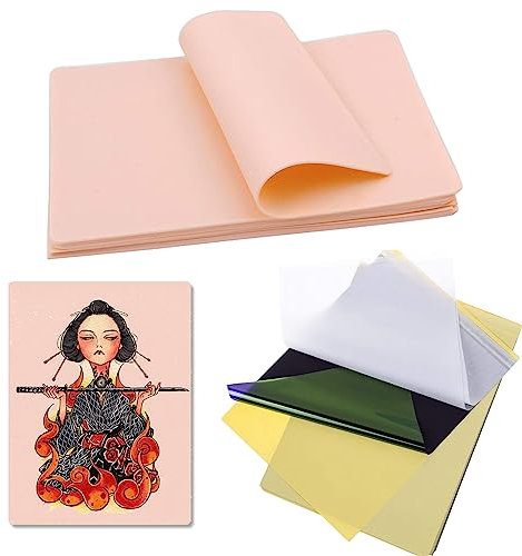 Tattoo Übungshaut und Transferpapier – PEPAX 10 Stück 20,3 x 15,2 cm Tattoo Fälschungshaut mit 20 Stück Transferpapier Tattoo Haut und Tattoo Schablonenpapier Kit für Tattoo Zubehör