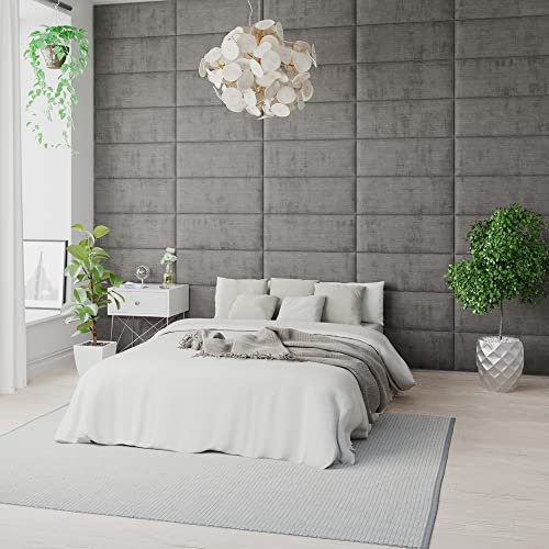Aspire Beds EasyMount Polsterpaneele mit Klettverschluss zur Wandmontage Modulares Wandpaneel für Kopfteil, 4 Stück, Stoff, Firenze Veloursstoff, silberfarben, 76cm Wide