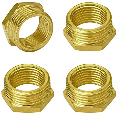 4 Pcs BSP Hex Bushing Reducer Adapter, G1 Male Thread to G3/4 Female Thread Brass Reducer Bushing Connector, for Garden Water Pipes