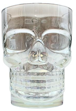 Dekohelden24 Glas, Bierglas, Trinkglas Totenkopf, Skull, in Geschenkkarton, Größe: H/Ø ca. 12,5 x 9 cm, Fassungsvermögen ca. 500 ml