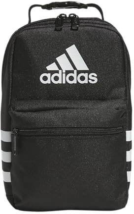 adidas 983578 Santiago Lunch Bag Cooler for Women and Men, Insulated Food Container Box with Mesh Pocket, Polyester, Black/White