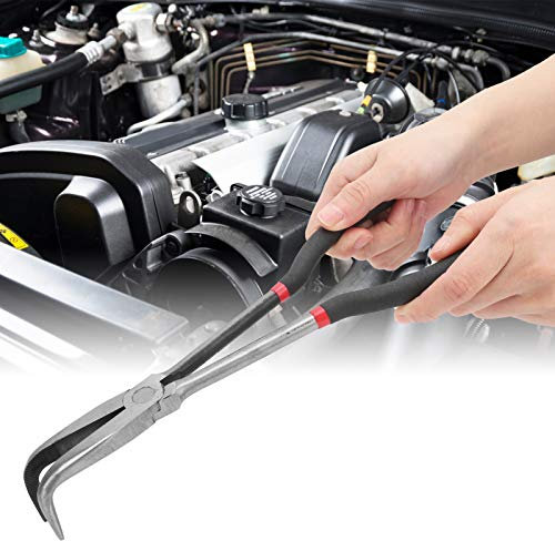 Extra Long Needle Nose Pliers, 28cm 90-Degree Bent Tip, Steel Construction