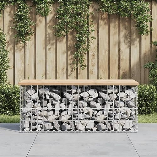 INLIFE Banc de jardin en gabion 103 x 44 x 42 cm Pin massif 10,8 kg 834359