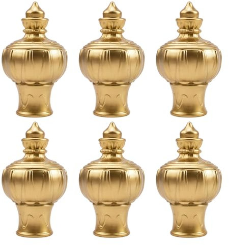 UFURMATE Vorhang-Endstücke, 6 Stück, goldfarben, Kunststoff, Gardinenstange, Endstücke, passend für Gardinenstangen mit einem Durchmesser von 28 mm (Pagodenform)