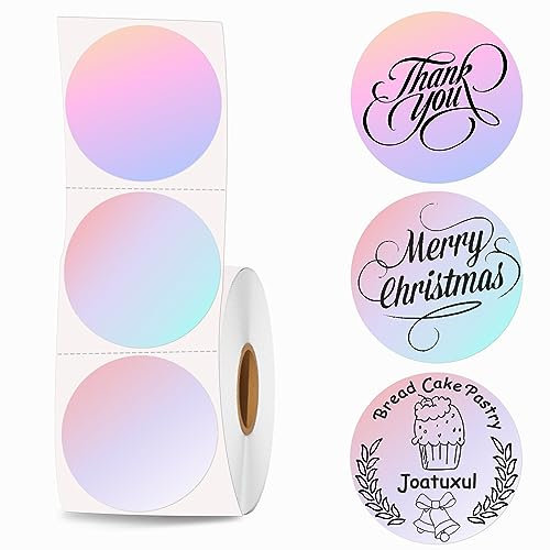 Joatuxul 2 Zoll Runde Thermo-Etiketten, Thermodrucker-Etiketten für Barcode, Versand, Individuell, Kreis Thermodirekt-Aufkleber 500 Etiketten für Drucker, Fantasy Purple