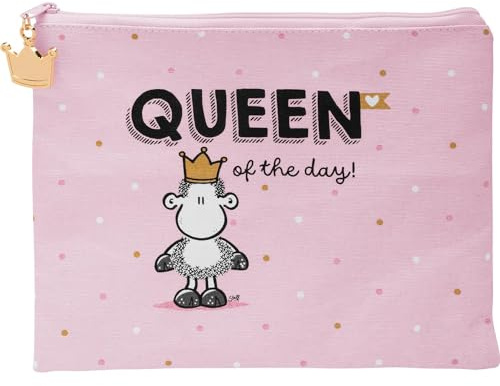 Sheepworld Täschchen mit Motivdruck Queen | Baumwolle, Reißverschluss, 22,5 cm x 17,5 cm | Geschenk für Sie, Freundin, Schwester, Kollegin | 48854
