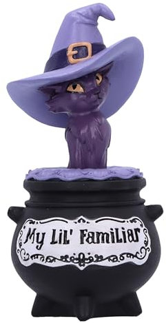 Nemesis Now My Lil Familliar Shadow 10,5 cm, Katzen-Hexenfigur, Gothic-Dekor, aus feinstem Kunstharz gegossen, fachmännisch handbemalt