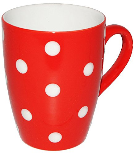 alles-meine.de GmbH 2 Stück Henkeltassen/Kaffeetassen - Punkte - ROT & weiß - groß - 300 ml - Porzellan/Keramik - Teetasse - Trinktasse mit Henkel - Mikrowellengeeignet..