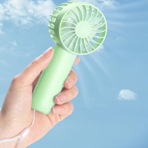 Hianjoo Mini Ventilador de Mano, 4500 mAh USB Abanico Portátil Recargable Ventilador Personal de 3 Velocidades con Correa de Mano Playa de Viaje Liviana para Interiores y Exteriores, Verde