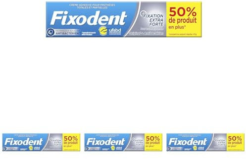 Fixodent Original et Antibactérien Crème Adhésive Pour Prothèses Dentaires 70,5g (Lot de 4)