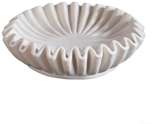 Dekorative Schale, Marmor-Rüschenschale, Obst-dekorative Schalen für Heimdekoration, Einweihungsgeschenk, Hochzeitsgeschenke (weiß M)
