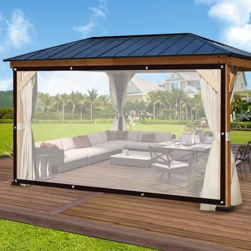 Bâche imperméable Transparente avec œillets, 2 x 3 m, pour extérieur, bâche imperméable et Transparente, pour terrasse, poulailler