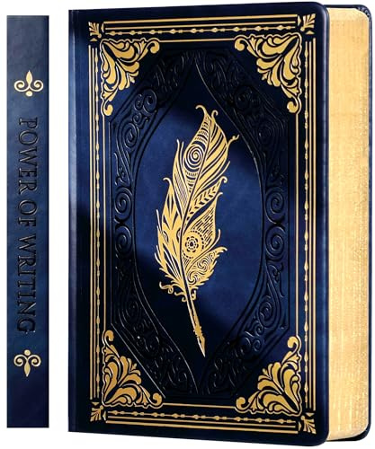 CAGIE Journal Tagebuch für Erwachsene Vintage Leder Notizbuch A5, 320 Seiten Dickes Hardcover Tagebuch Liniert Frauen Männer, Notizbücher Diary zum Schreiben mit Geschenkbox, Dunkelblau