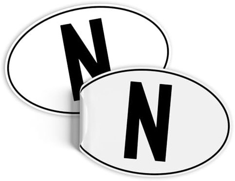 Finest Folia Länderkennzeichen Aufkleber 2er Set nach DIN Norm 17,5x11,5cm Kennzeichen Sticker für Auto LKW Wohnmobil wetterfest selbstklebend R226 (29 Norwegen, Aufkleber)