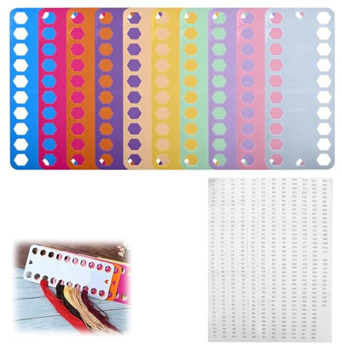 Dokeno Organizer per Filo da Ricamo, 10 Pezzi 20 Posizioni Bordo di Immagazzinaggio di Fili di Plastica Supporto per Filo a Punto Croce per Ricamo Punto Croce e Filo da Ricamo