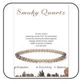 LOCCY Echtes Naturstein Armband für Damen, 4mm Perlenarmband Yoga Armband für Muttertag Geburtstag Valentinstag Geschenke für Mama Tochter Oma Enkelin Schwester (Rauchquarz)