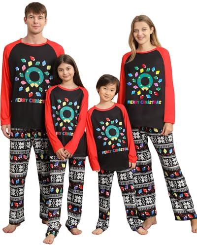 Kouric Matching Christmas Pyjamas-Family Christmas Pyjamas Set,Cotton Christmas Pjs Family Set with Elk,Plaid Xmas Pyjama Bottom,Christmas Pajamas for Women Men Adult Kids Couples YHDC-B-65