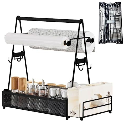 eurNhrN Grill Rack Metall Grill Rack mit Papierhandtuchhalter Besteckhalter Picknickmenge Halter Camping Grill Korb