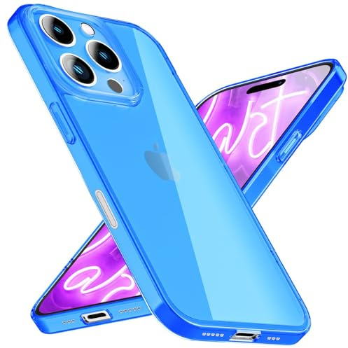 NALIA Neon Silikonhülle für iPhone 16 Pro - Hülle, Blau | Rutschfester Grip in der Hand, Kabelloses Laden, Bündiger Kamera-Abschluss, Erhöhter Rand zum Ablegen, VIBE