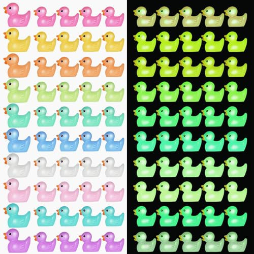 Halinuia Mini Canard en Plastique 100 Petit Canard a Cacher Lumineux Canards Miniatures en Résine Petit Canard Plastique Figurines pour Aquariums Bricolage Maisons Poupées Paysages Jouets de Bain