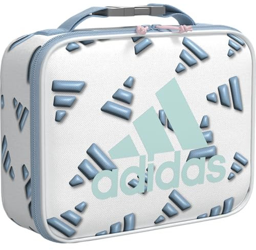 adidas Foundation Insulated Lunch Bag for Men and Women, 3D AOP White/Clear Sky Blue/Semi Flash Aqua Blue, One Size