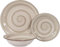 Generico Servizio Piatti in Stoneware Floreale, 18 pezzi per Lavastoviglie, Modello Spirale Tortora