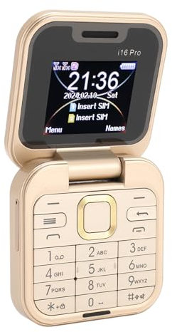 PUSOKEI Mini Flip Phone, Teléfono Celular 2G Flip con Pantalla de 1,77,Cámara Trasera HD, Memoria de 16GB, Botones Grandes, 3 Ranuras para Tarjetas, 1000MAh, para Niños, Personas