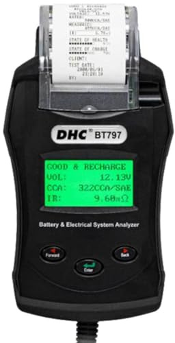 DHC BT797 Batterietester für 6V und 12V Batterien mit integriertem Drucker inkl. 4 AA Batterien
