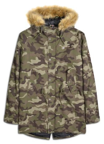 Lambretta Mens Camo Warm Winter Hooded Parka Jacket Coat