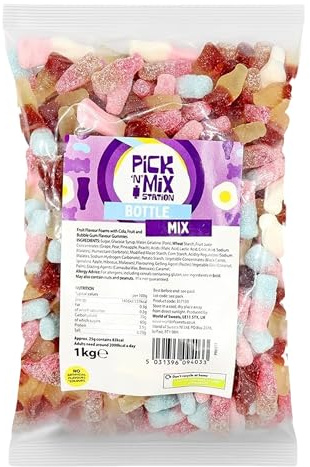 Bonds of London Pick 'n' Mix Station Bottle Mix, 1 kg (Pack of 1) | Large Retro Chewy Sweets