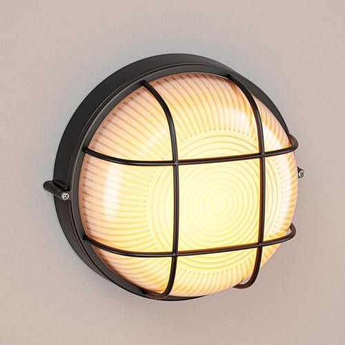 ledscom.de Feuchtraumleuchte, Kellerleuchte KERU, rund, schwarz, IP44, GX53 Fassung max. 15W