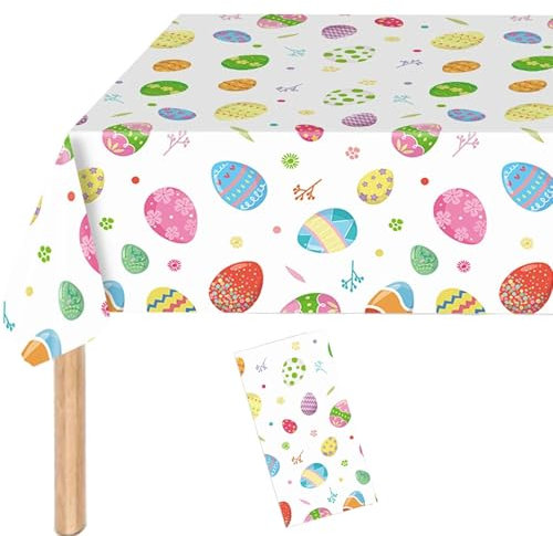 Tischdecke Ostern, 137 x 274cm Ostern Bunte Eier Tischdecke, Rechteck Party Tischdecken, Wasserdicht Einweg Tischdecke, für Ostern Partyzubehör Tischdekoration