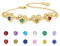 Personalised Birthstone Bracelets with 2-8 Names Silver Bracelet Jewellery Heart Friendship Bracelet Christmas Birthday Gifts for Women Girls Mum Sisters Girlfriend (Gold-4 Birthstones 4 Names)