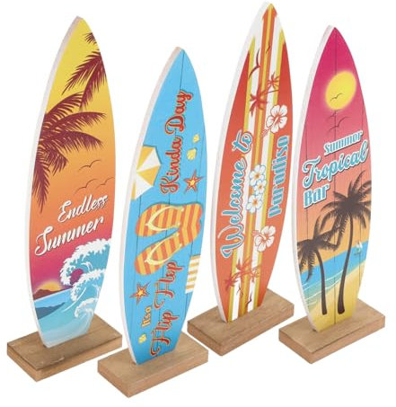 Cabilock Surfbrett-schilder 4er Set Surfboard Tischdeko Aus Sommerliche Surfbrett Modelle Für Die Tischdekoration Nautische Deko Für Strandbar Und Outdoor Einsatz Sommerfest Deko