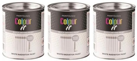 MIXEL White Radiator Gloss Tin Paint, Quick Drying, Easy to Apply, Long-Lasting Protection, DIY Enthusiasts, Home Décor, Interior And Exterior Use, 300ml, (3 Pcs)