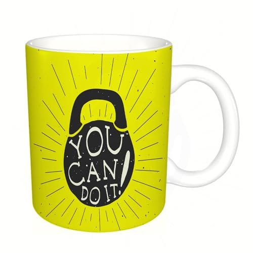 YFHJV Grosse Kaffeetasse - Bürotasse - Tasse Keramik Kaffeetassen Große 11oz - teetasse groß - cappuccino tassen - Fitness, Gewicht Kettlebell Figur