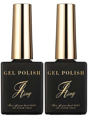6 in 1 Nail Glue Base Coat and Brush On Gel Polish Set - 2Pcs, 15ml - for Rhinestone, False Nails, Blooming Nail Art, Acrylic Nails - UV Lamp Required