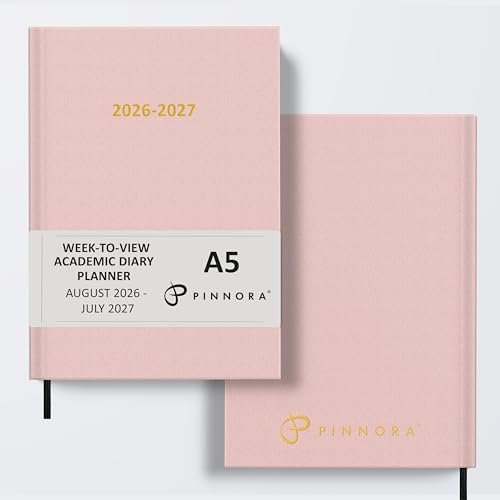 Pinnora Schülerkalender 2026–2027, A5, Wochenansicht, Hardcover, August – Juli datiert, akademischer Planer, idealer Schüler- und Lehrerplaner 2026–27, Universität, Revision, Studium, To-Do-Listen