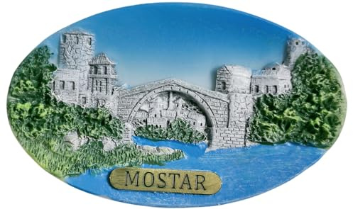 Mostar Bosnien und Herzegowina Kühlschrankmagnet Touristensouvenir Kühlschrank 3D Dekorativer Magnet handbemalt Handwerk