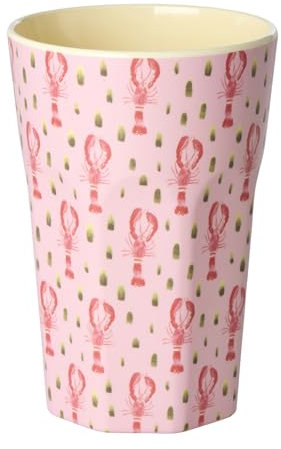 Rice Mug Melamine Pink Lobster Print Large Tall