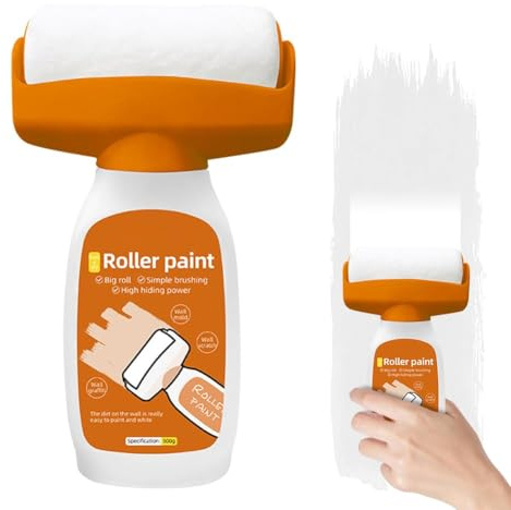 Wandreparatur RollbüRste, Wandreparatur-rollbürste mit Wandreparaturpaste, 500g Wandreparaturroller Farbe, 2 in 1 Wandfarbe Ausbessern weiß, Schmutzige SchuhabdrüCke, Graffiti, Wandkratzer und Mehr