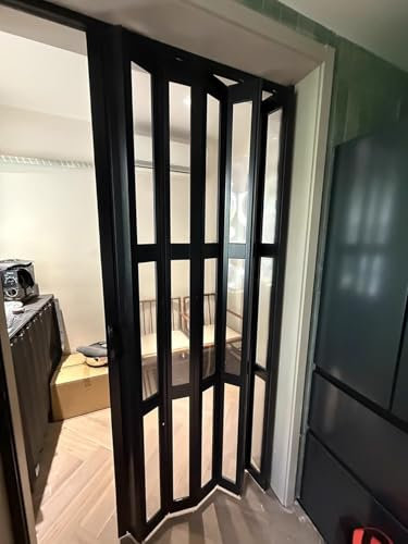 Porta scorrevole pieghevole in plastica PVC, pannello divisorio multifold con serrature magnetiche per corridoio, bagno, a prova di animali domestici