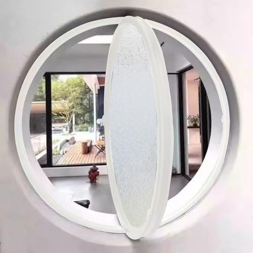 GXXINGIN Fenêtre Ronde rotative en Alliage d'aluminium, hublot Mural en Verre trempé avec poignée, fenêtre à battant décorative pour Cuisine et Maison, Blanc 2,60 cm/23,6 po