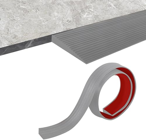 Rampe de Seuil, Rampe Trottoir en Caoutchouc, Capacité de Charge 800 kg, Seuil de Porte Adhesif, pour Fauteuils Roulants, Rollators, Scooters Electriques (Gris, 200x8x2cm)