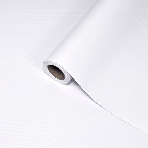 ReeyderArt Wood Effect Wallpaper White Wood Grain Self Adhesive Vinyl Film, Removable Waterproof Contact Paper for Furniture, Kitchen Worktop, Windowsill, Countertop, Cabinets 40 x 1000 cm