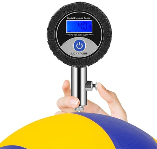Sucritude Ball Druckmessgerät | Tragbares Digitaldisplay Fahrrad Luftpumpe | Prüfwerkzeug Für Reifen Hauswerkstatt Landwirtschaft Volleyball Fußball Straßenbau